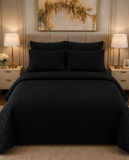 All Black Quilt Set