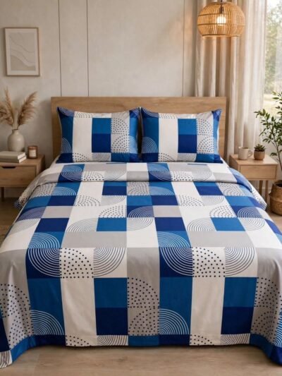 Azure Prism Geometric Quilt Set